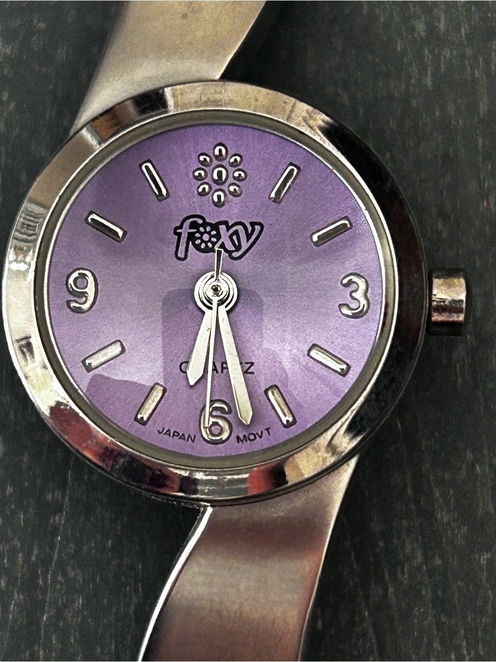 Fox Silver Bracelet Watch with Purple Dial